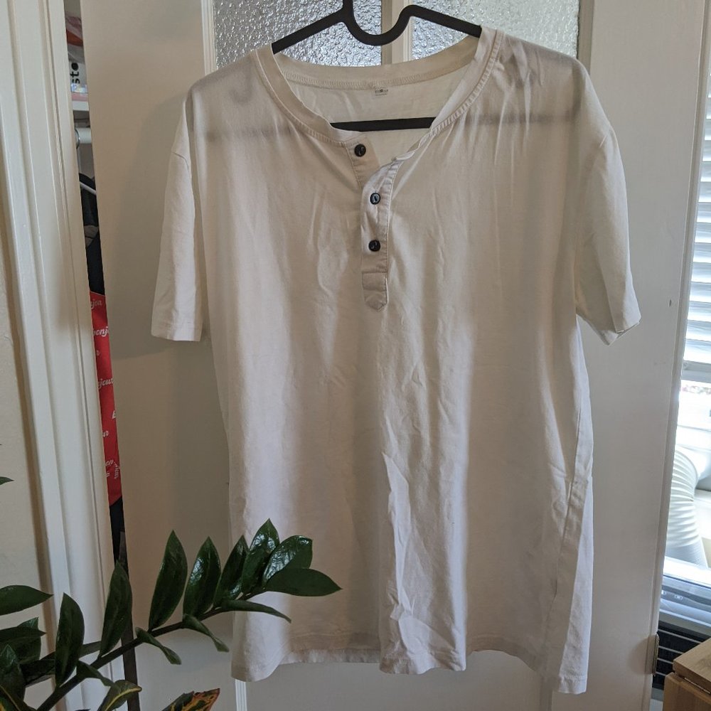 White Button Up Tee in Size Small